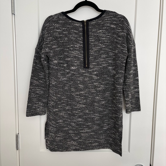 Soft surroundings black and white tweed long line 3/4 sleeve pullover tunic - Picture 3 of 8